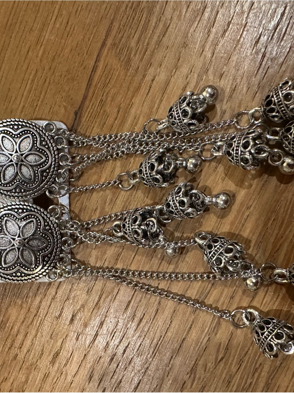Silver-Tone Filigree Dangle Earrings